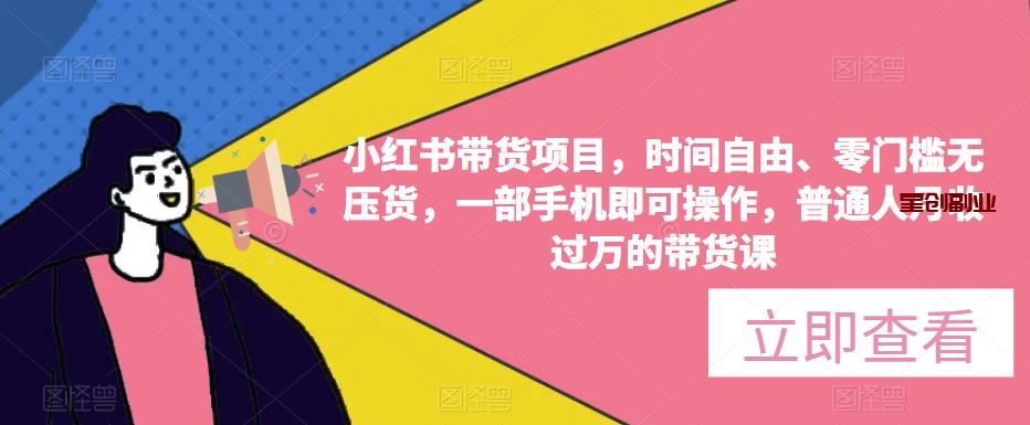 小红书带货项目：一部手机即可操作，零门槛无压货，时间自由、普通人月收过万的带货课-网创特工