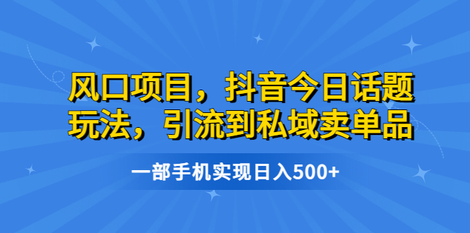 抖音今日话题玩法，轻松引流到私域卖单品，实现日入500-网创特工