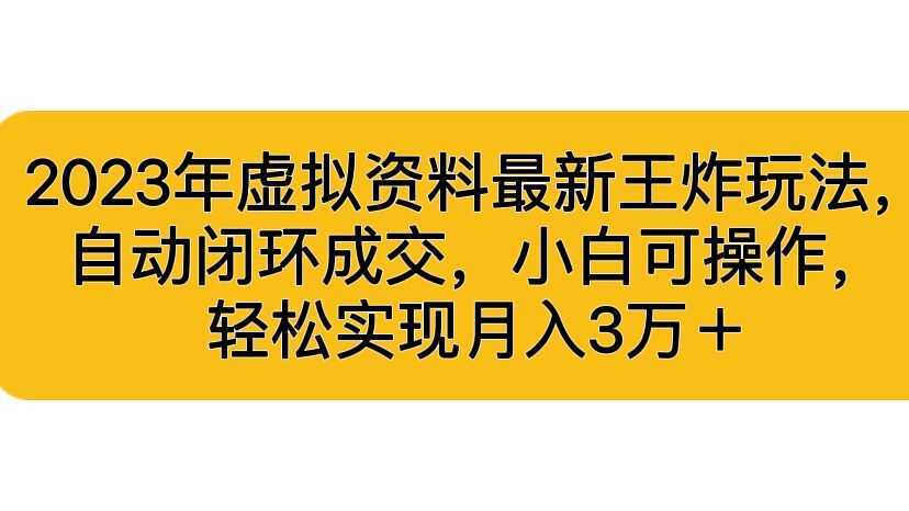 2023年虚拟资料最新王炸玩法，自动闭环成交，小白可操作，轻松实现月入3W-网创特工