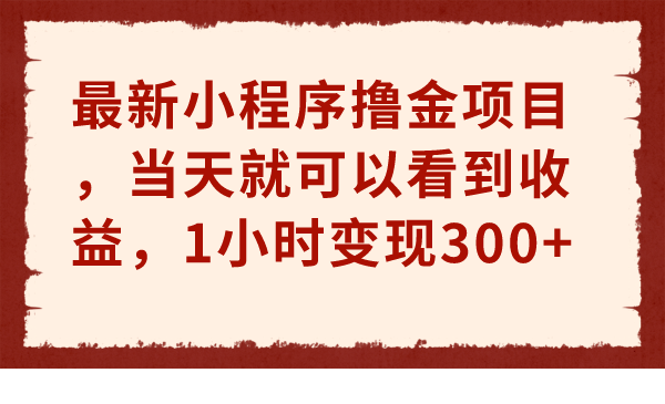 最新小程序撸金项目，1小时变现300！当天看到收益！-网创特工