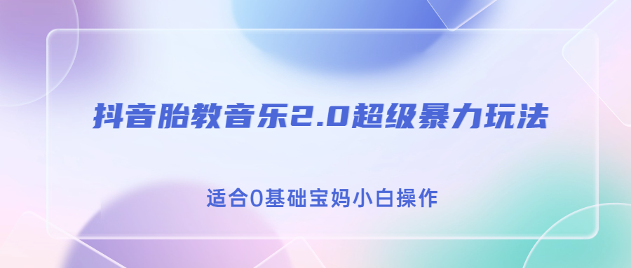 胎教音乐2.0抖音变现，轻松实现日入500的超级暴利玩法！-网创特工