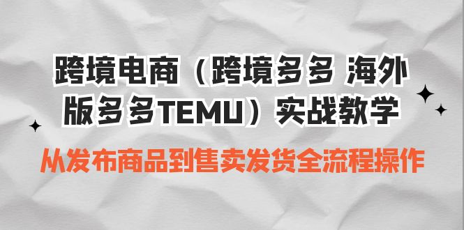 跨境多多TEMU全套实战教程：从商品发布到发货全流程掌握-网创特工
