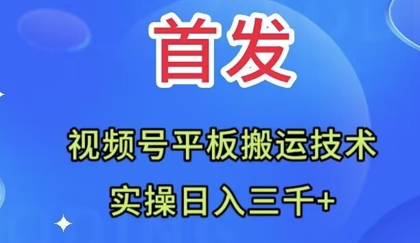 全网首发，视频号平板搬运技术，实操日入三千＋-网创特工