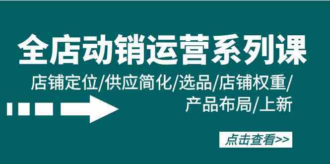 全店动销运营系列课：店铺定位/供应简化/选品/店铺权重/产品布局/上新-网创特工