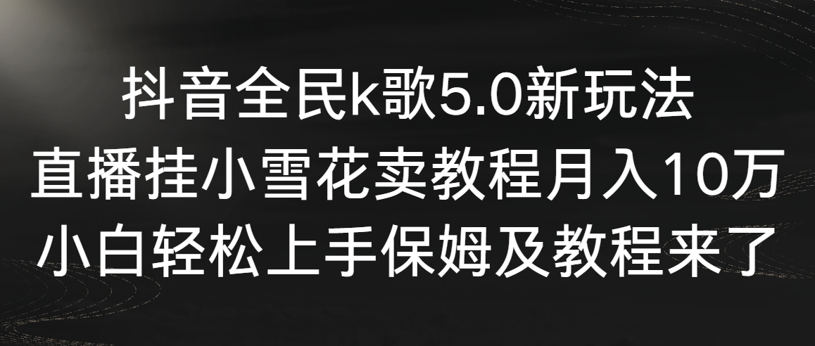 抖音全民k歌5.0新玩法，直播挂小雪花卖教程月入10万，小白轻松上手，保…-网创特工