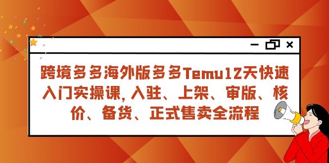 跨境多多海外版多多Temu12天快速入门实战课，从入驻 上架到正式售卖全流程-网创特工