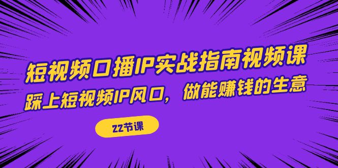 短视频口播IP实战指南视频课，踩上短视频IP风口，做能赚钱的生意（22节课）-网创特工