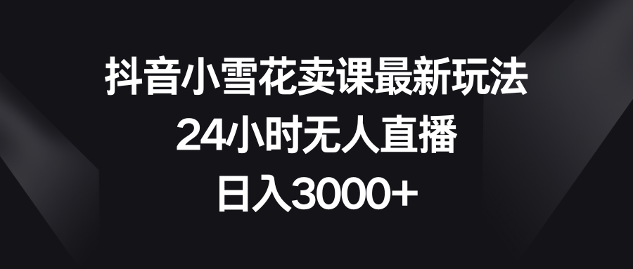 抖音小雪花卖课最新玩法，24小时无人直播，日入3000+-网创特工