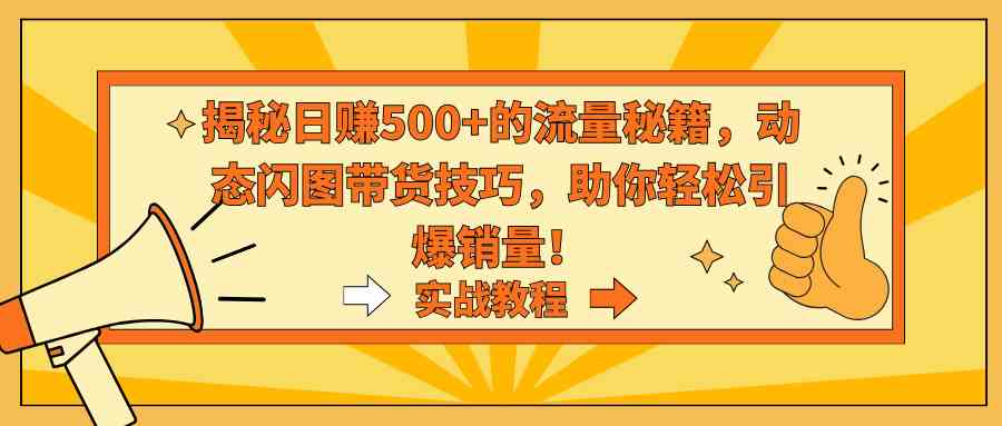 揭秘日赚500+的流量秘籍，动态闪图带货技巧，助你轻松引爆销量！-网创特工