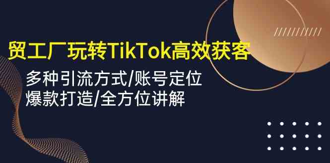 外贸工厂玩转TikTok高效获客，多种引流方式/账号定位/爆款打造/全方位讲解-网创特工
