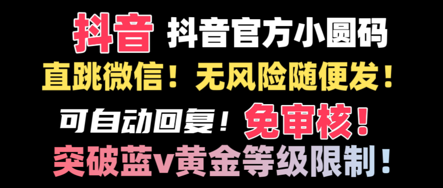 抖音二维码直跳微信技术！站内随便发不违规！！-网创特工