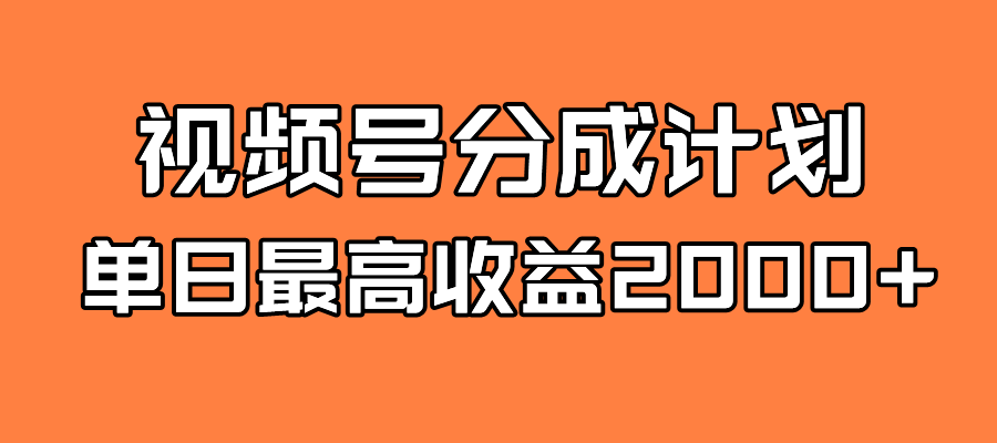 全新蓝海 视频号掘金计划 日入2000+-网创特工