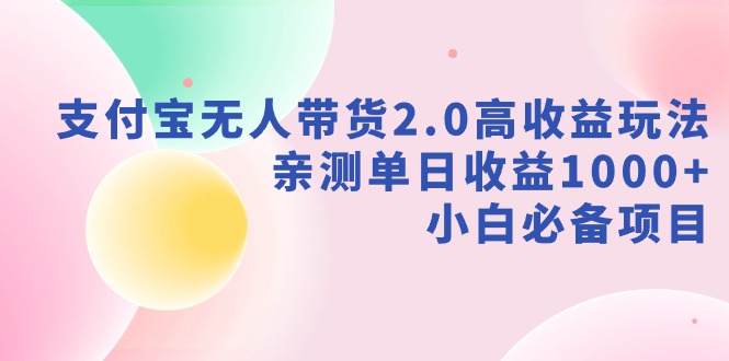 支付宝无人带货2.0高收益玩法，亲测单日收益1000+，小白必备项目-网创特工