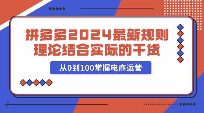 拼多多2024最新规则理论结合实际的干货，从0到100掌握电商运营-网创特工