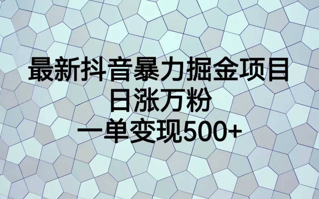 最火热的抖音暴力掘金项目，日涨万粉，多种变现方式，一单变现可达500+-网创特工