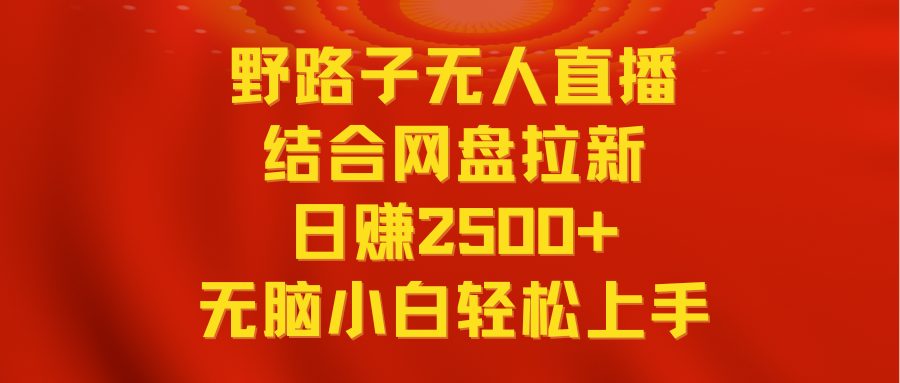 无人直播野路子结合网盘拉新，日赚2500+多平台变现，小白无脑轻松上手操作-网创特工